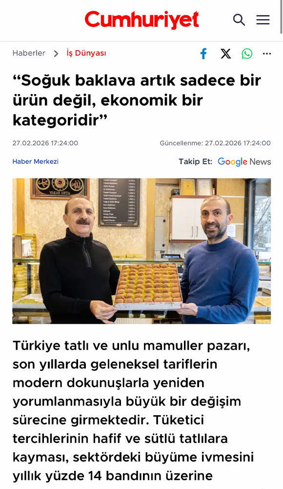 Soğuk Baklava Artık Sadece Bir Ürün Değil, Ekonomik Bir Kategoridir.
