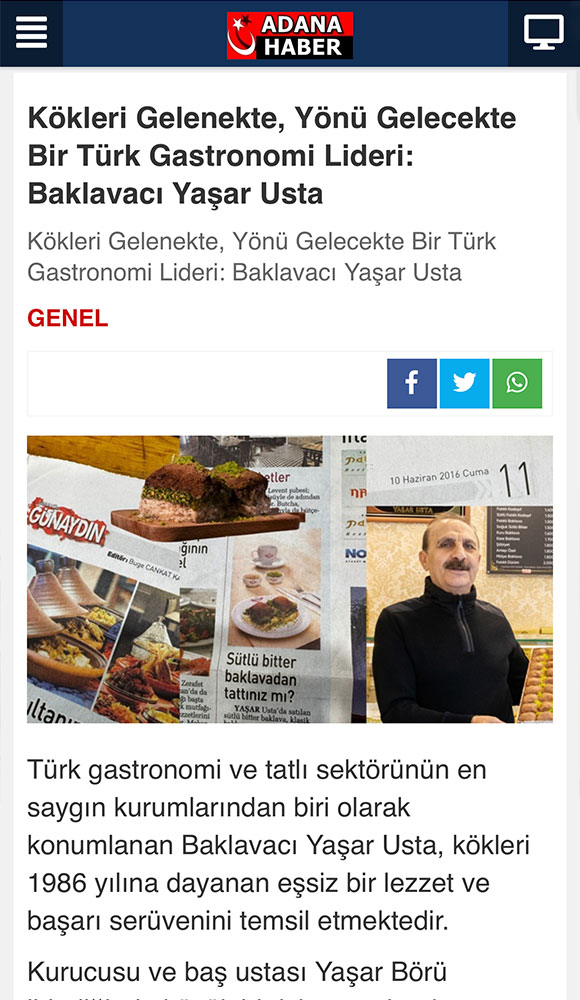 Kökleri Gelenekte, Yönü Gelecekte Bir Türk Gastronomi Lideri: Baklavacı Yaşar Usta