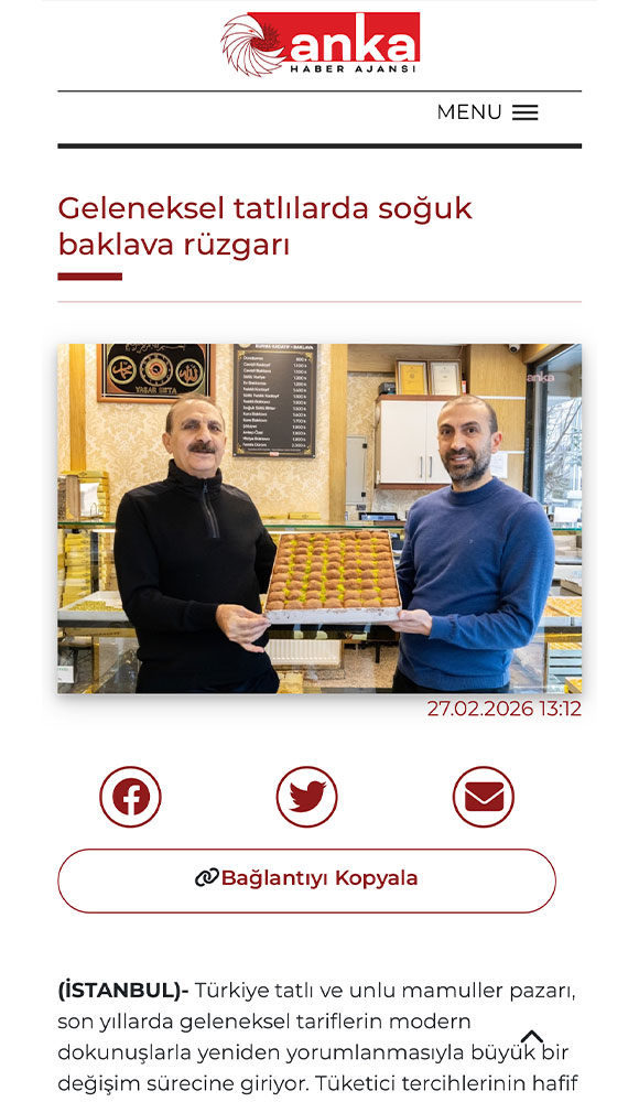 Geleneksel Tatlılarda Soğuk Baklava Rüzgarı